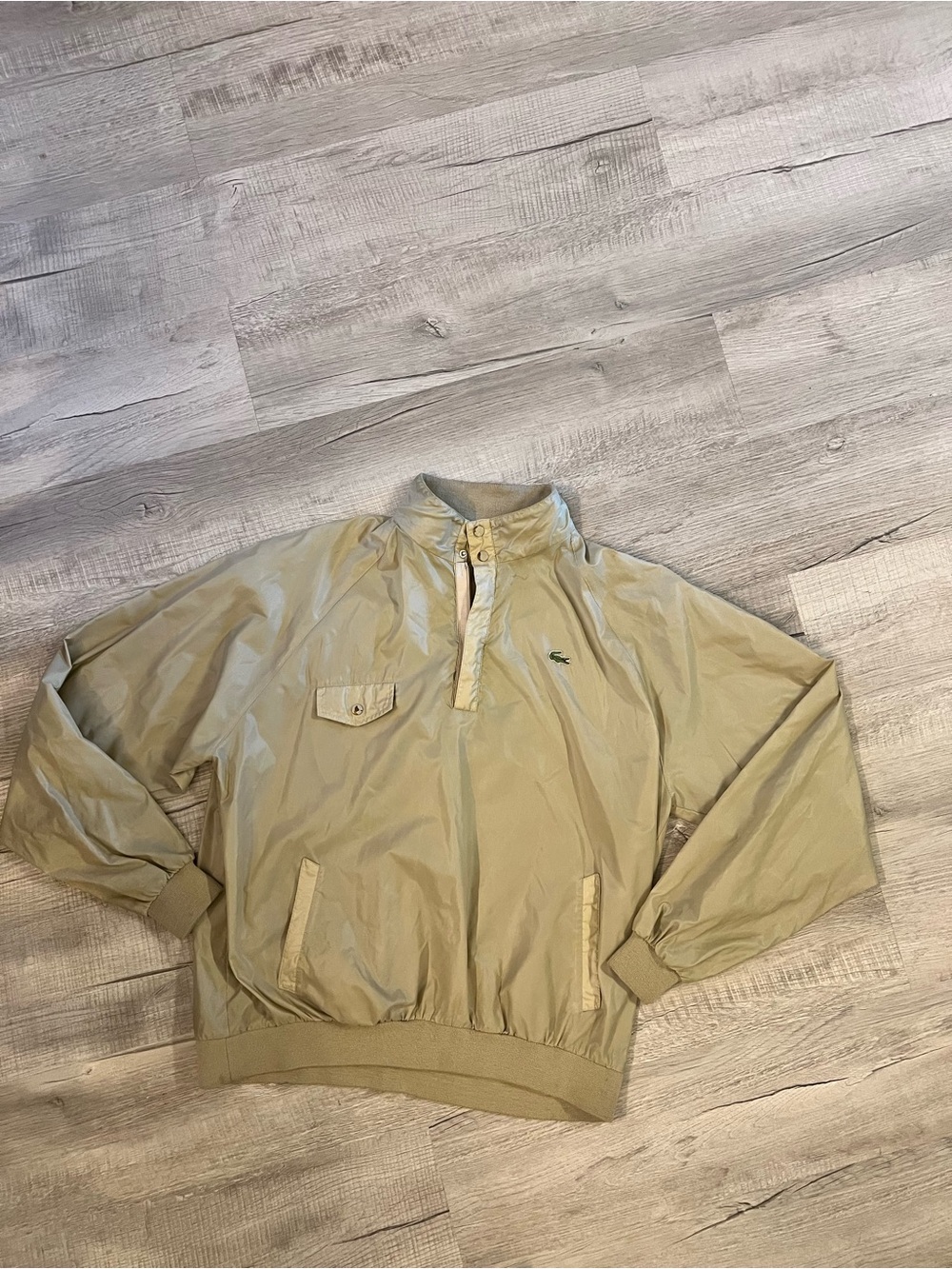 Vintage Lacoste Men's Light Tan windbreaker Jacket